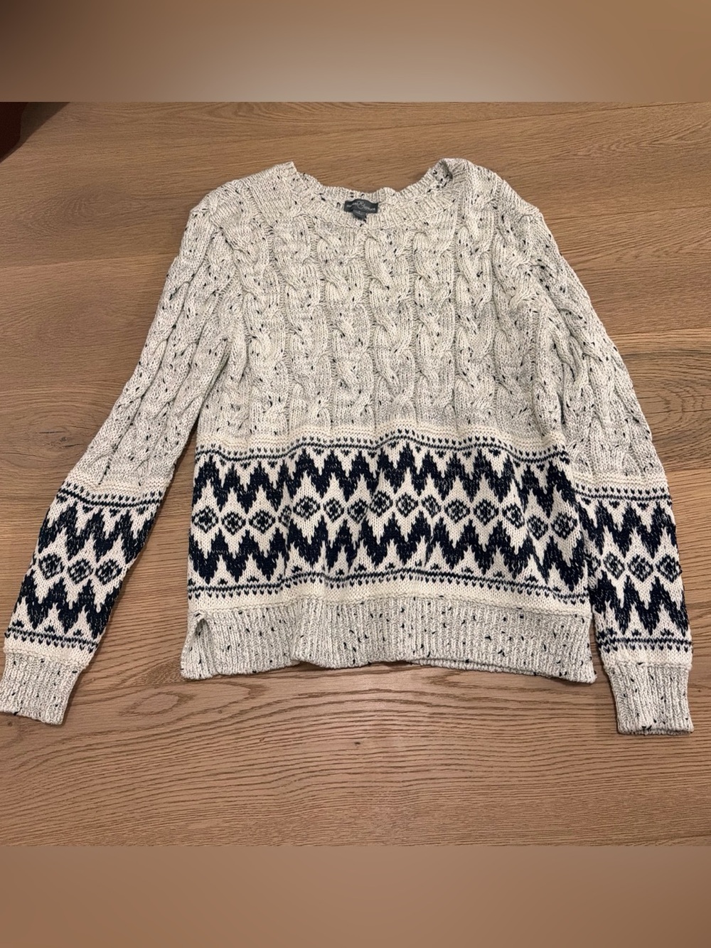 Market & Spruce Cream Open-Knit Pullover